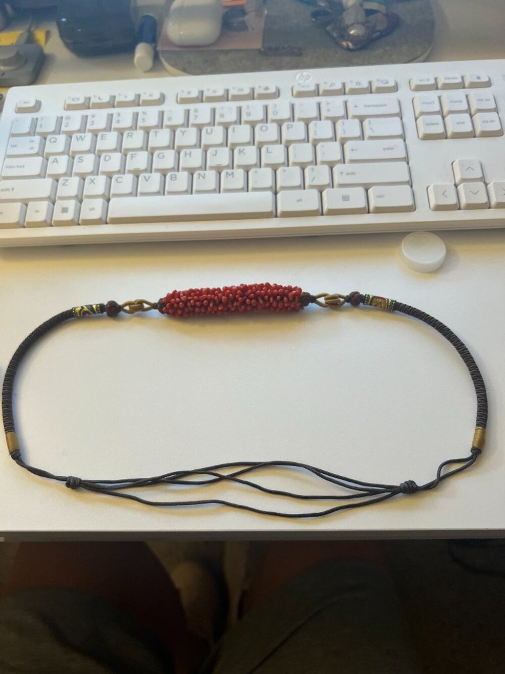 Bamboo Coral‑Style Cluster Necklace – Boho Artisan Adjustable Cord